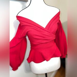 Elegant Off-Shoulder Red Blouse
